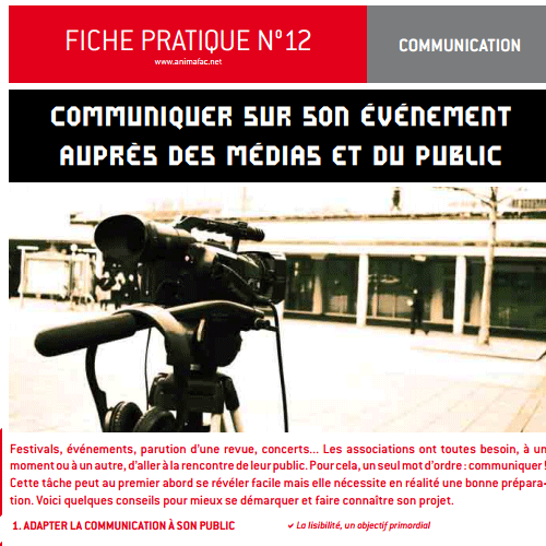 Aperçu de Fiche pratique : Communiquer sur son évènement auprès des médias et du public