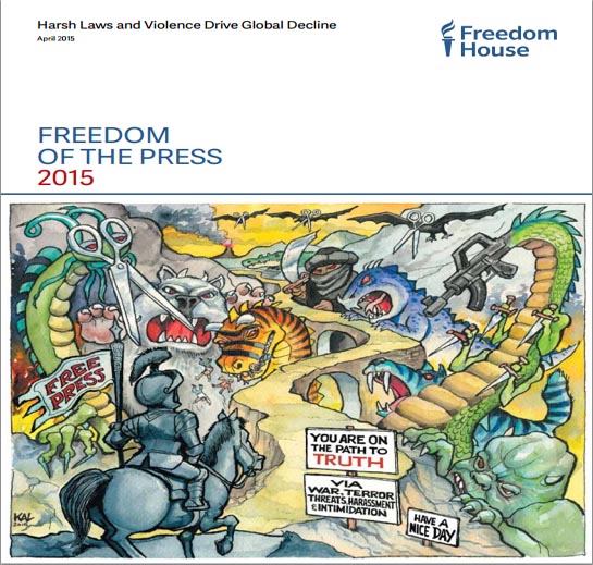 Aperçu de Freedom of the Press 2015: Harsh Laws and Violence Drive Global Decline