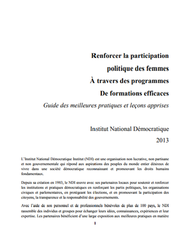 Aperçu de Renforcer la participation politique des femmes À travers des programmes De formations efficaces
