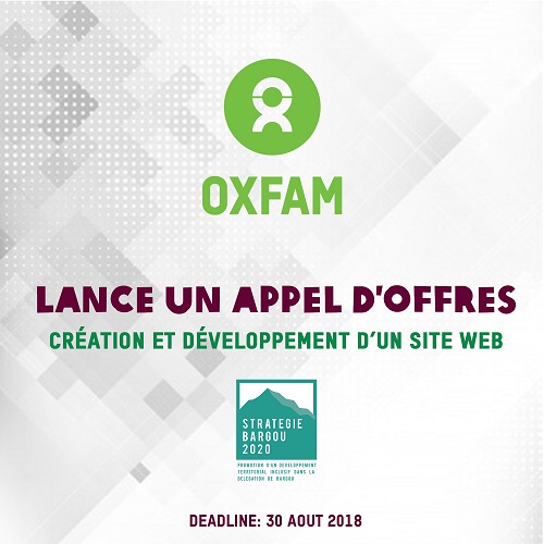 Oxfam lance un Appel d’offres : Création et développement d’un site web dans le cadre du projet Stratégie BARGOU 2020
