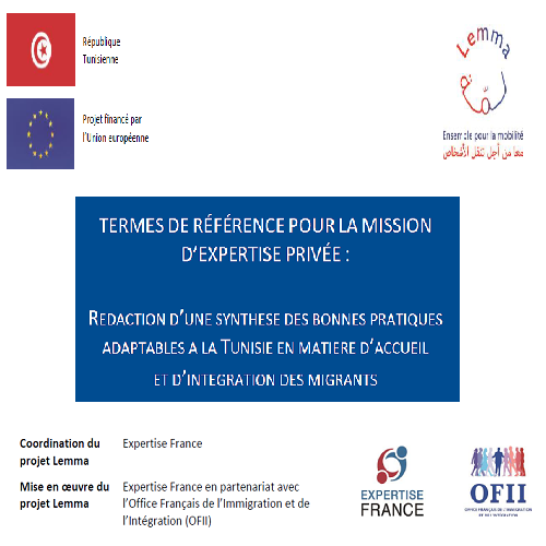 Le Projet Lemma recrute un consultant pour la rédaction d’une synthèse des bonnes pratiques européennes adaptables à la Tunisie en matière d’accueil et d’intégration des migrants