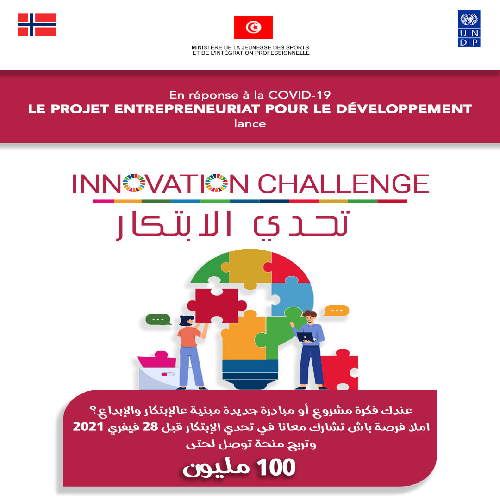 Innovation Challenge – PNUD Tunisie,le Ministère de la jeunesse, des sports et de l’intégration professionnelle et la Norvège