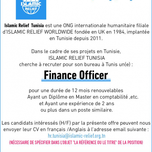 Finance Officer-Islamic Relief Tunisia