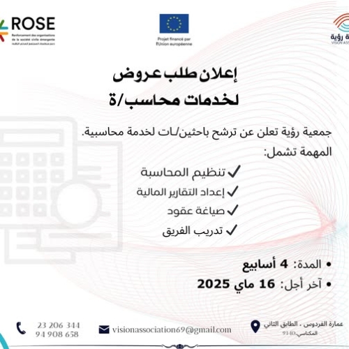 استشارة محاسب/ة – جمعية Vision